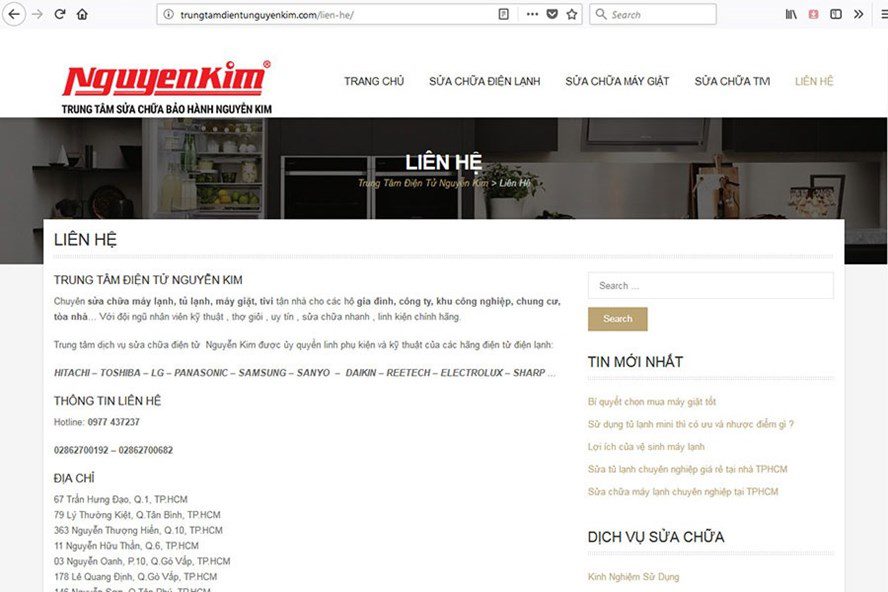 Trang Web giả mạo CP thương mại Nguyễn Kim. Ảnh: Nguồn BCT
